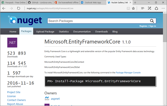 Install-Package Microsoft.EntityFrameworkCore